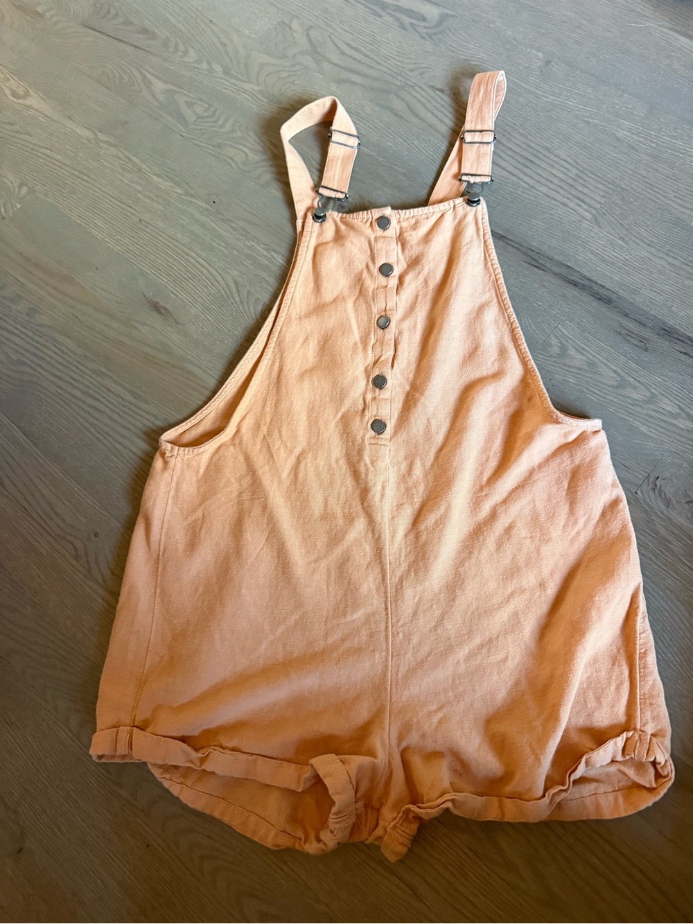 Roxy Peach Button-Front Short Overalls